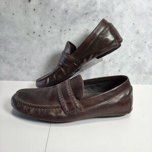 John Varvatos USA Mens Brown Leather Loafers Slip-On Moccasin Style Shoes Size 9